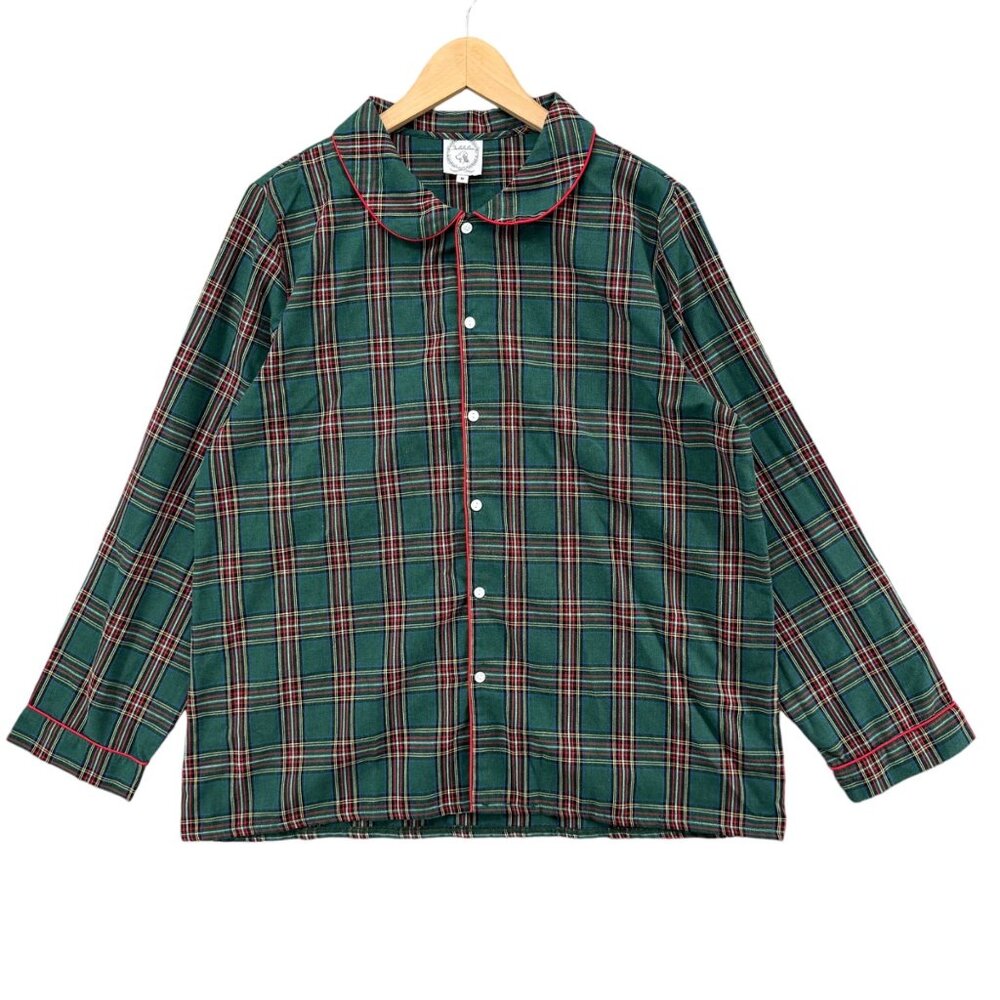 The Bella Bean Tartan Shirt Womens Green Red Plaid Button Front Top Size M